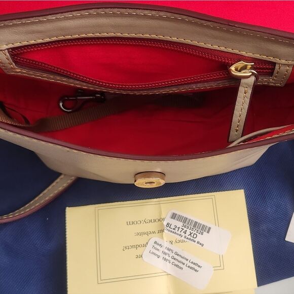 Dooney & Bourke Florentine Saddle Crossbody Bag in Light Taupe - Picture 6 of 8